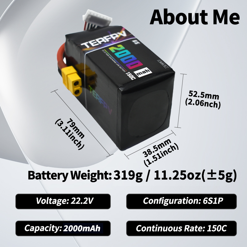 TERFPV 6S 22.2V 2000mAh 150C/3 - Drone Battery 6S review and price